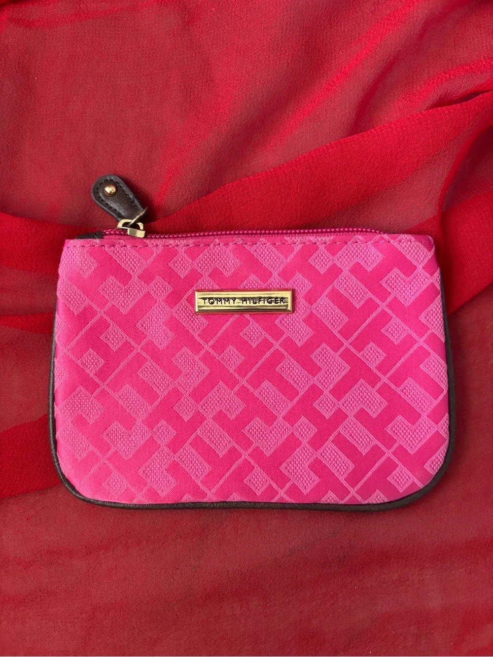 Tommy Hilfiger Pink Signature Wallet & Coin Pouch Set